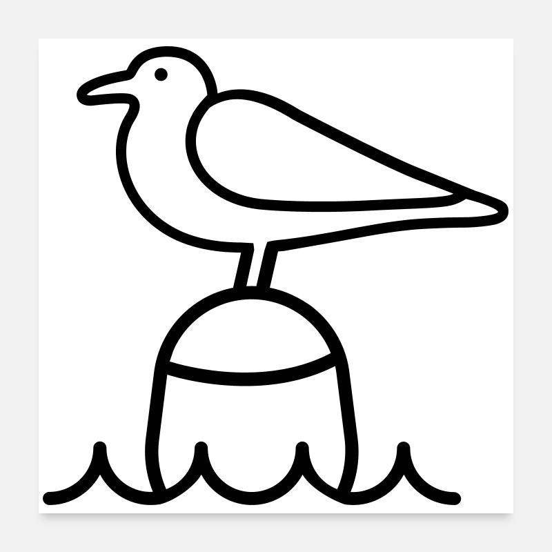 goéland - Poster 60 x 60 cm - blanc