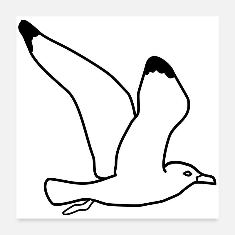 mouette - Poster 60 x 60 cm - blanc