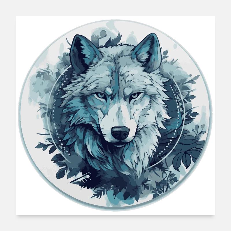 Mystic wolf in the moonlight Poster 24" x 24" (60x60 cm)