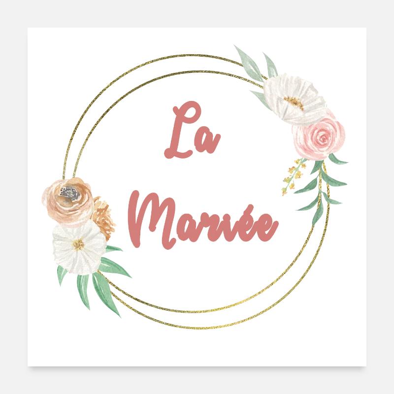 La Mariée - frame or et fleurs Poster 60 x 60 cm
