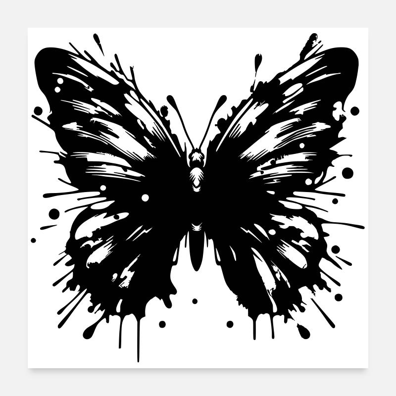 Schmetterling - Poster 60x60 cm - Weiß