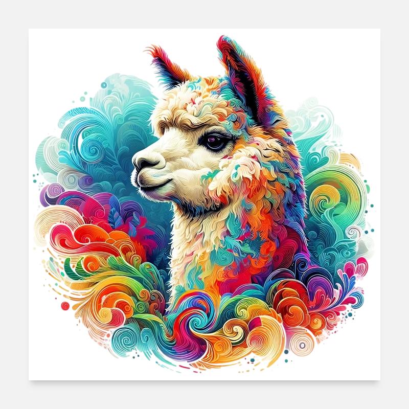 Alpaka - Poster 60x60 cm - Weiß