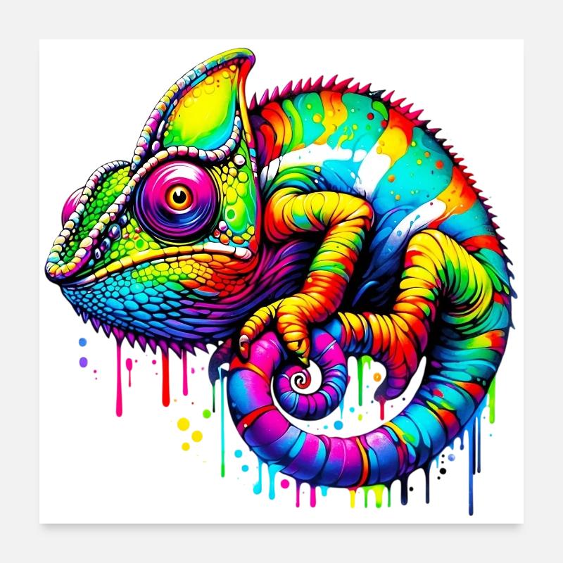 Chamäleon - Poster 60x60 cm - Weiß