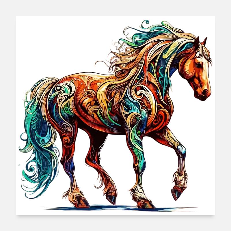 Pferd - Poster 60x60 cm - Weiß