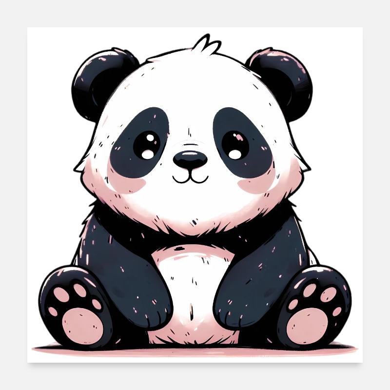 Panda - Poster 60 x 60 cm - blanc