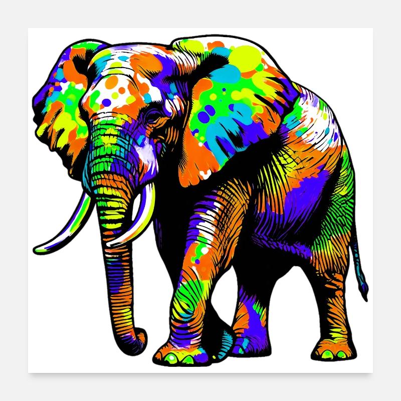 Elephant - Poster 24" x 24" (60x60 cm) - white