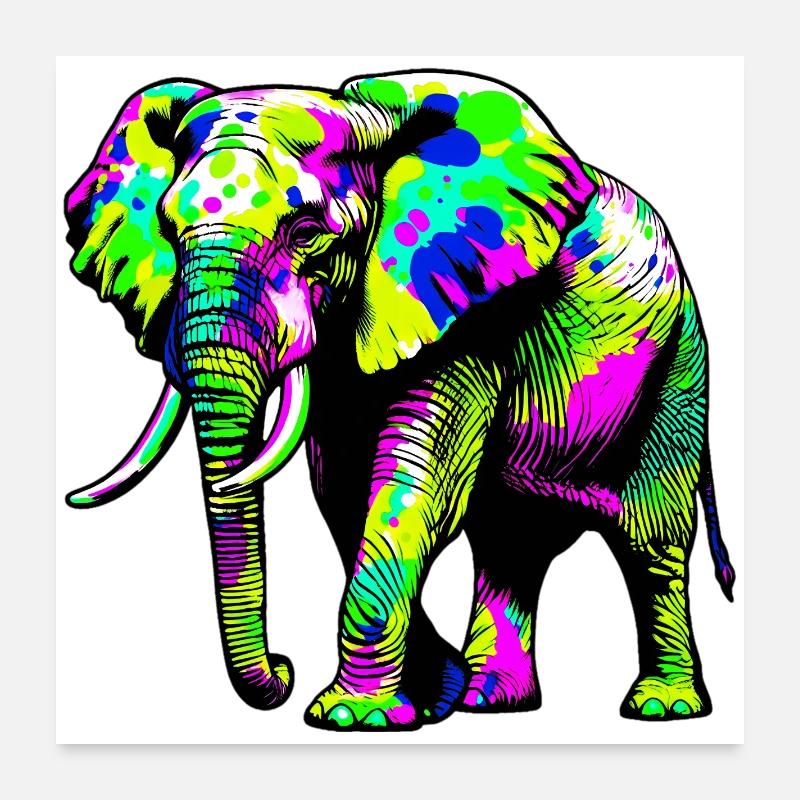 Éléphant Poster 60 x 60 cm