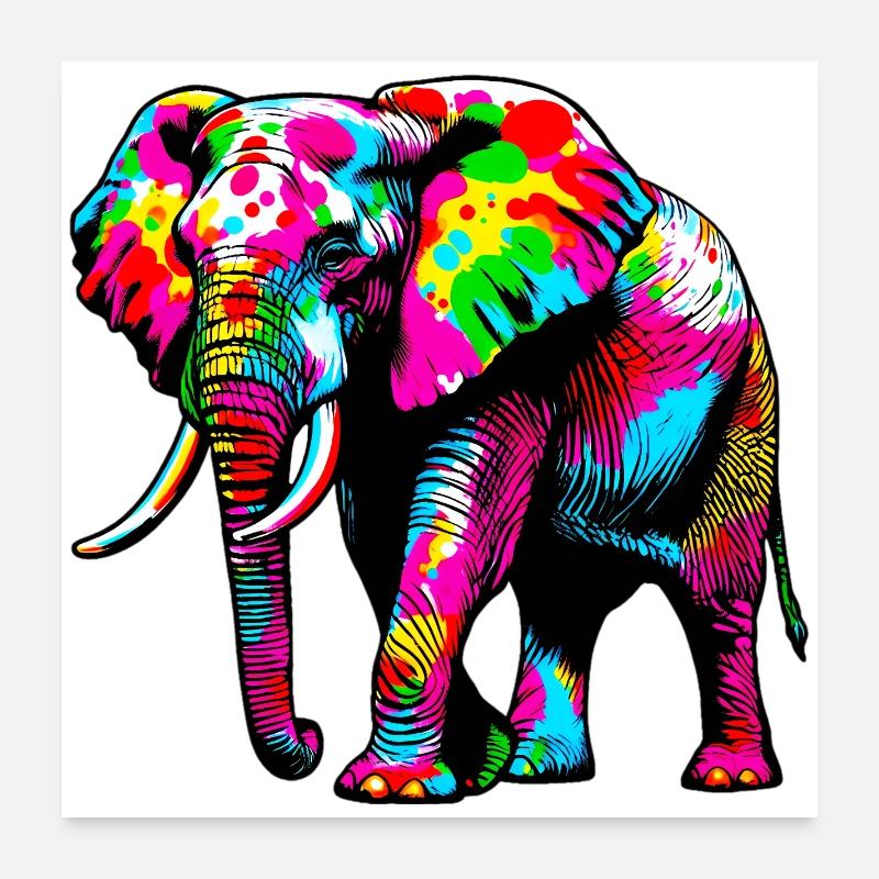 Éléphant Poster 60 x 60 cm