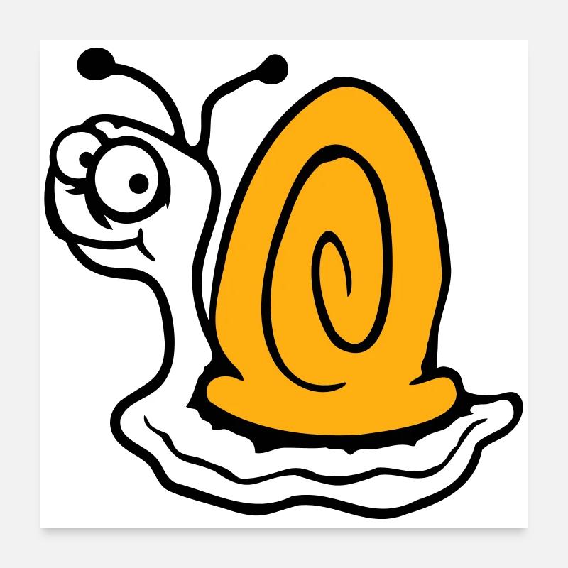 Snail anxious unsure looking back cute Poster 24" x 24" (60x60 cm)