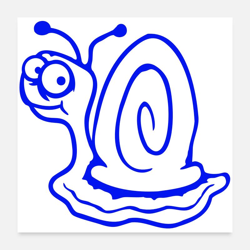 Snail anxious unsure looking back cute Poster 24" x 24" (60x60 cm)