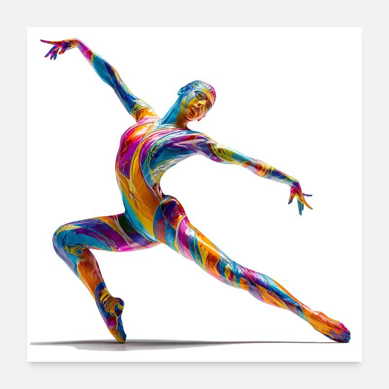 Farbexplosion Tänzer im Flow Poster 60x60 cm