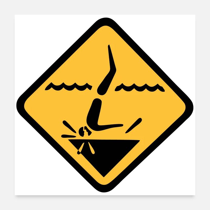 Diving Sign Graphic - Poster 24" x 24" (60x60 cm) - white