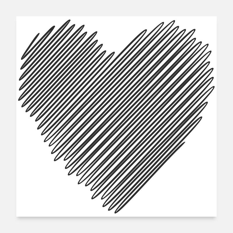Herz aus diagonalen Linien Poster 60x60 cm