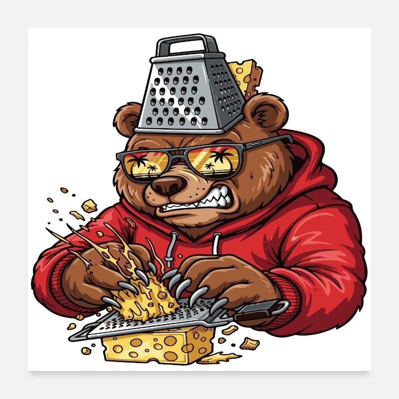 Raspbär-Käse-Zerkleinerer Poster 60x60 cm