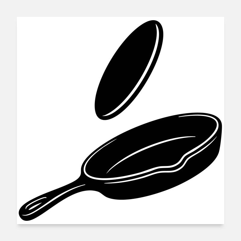Silhouette de la poêle à bascule Pancake Poster 60 x 60 cm