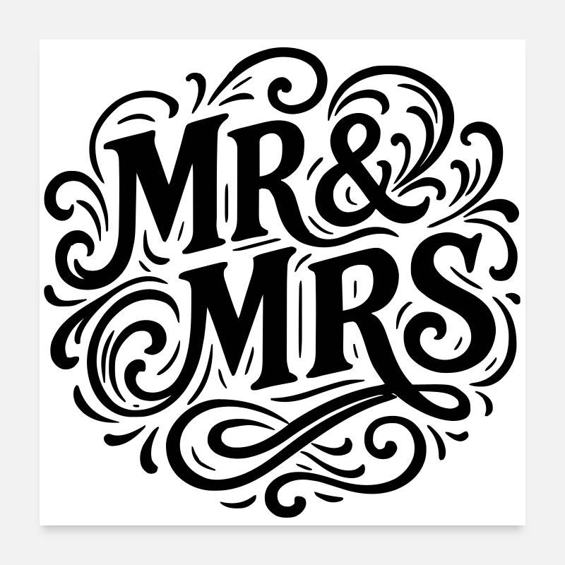 Mr and Mrs Hochzeit Herz Geschenk Ehe Paar Poster 60x60 cm