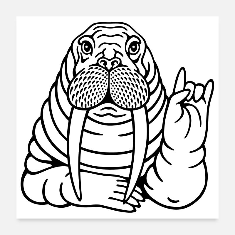 Rocker Walross Poster 60x60 cm