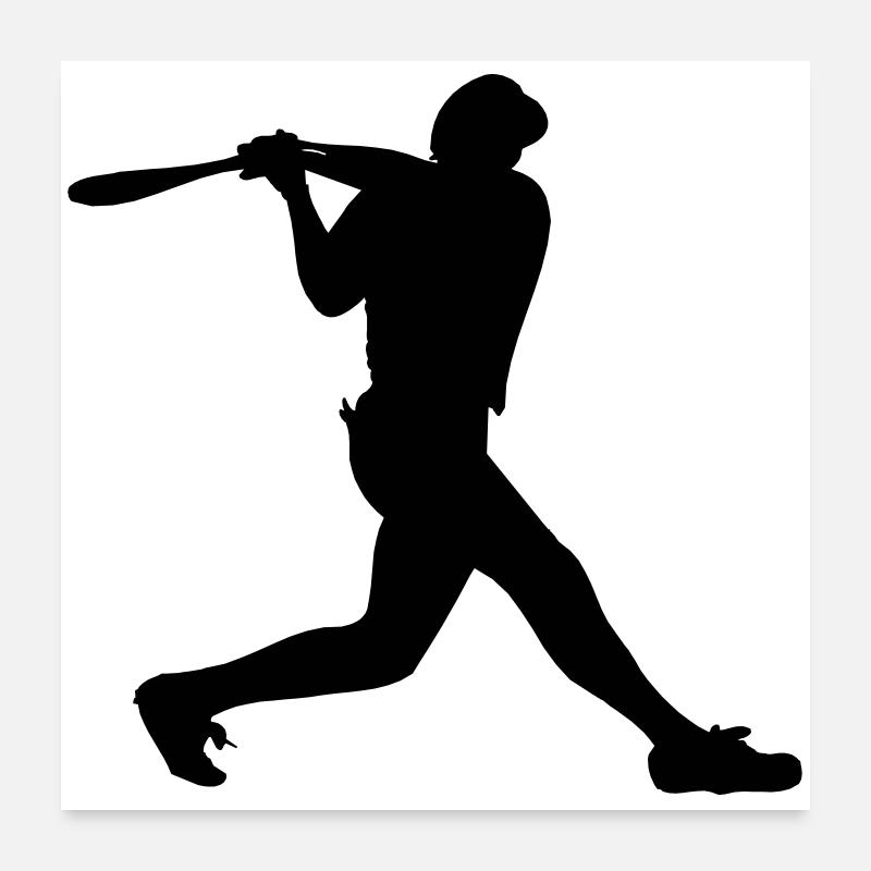 Baseball-Mann Junge mit Helm auf Strikes Poster 60x60 cm