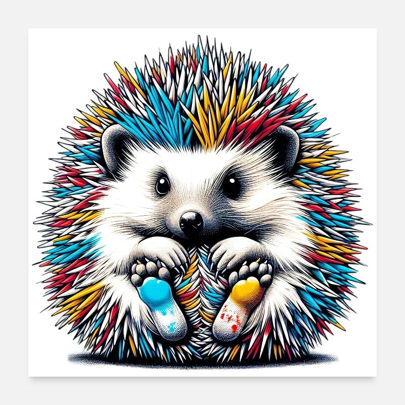 Hérisson - Poster 60 x 60 cm - blanc