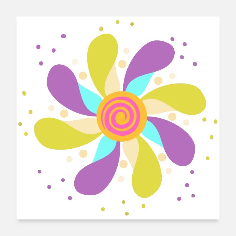 Colorful Psychedelic Flower Poster 24" x 24" (60x60 cm)