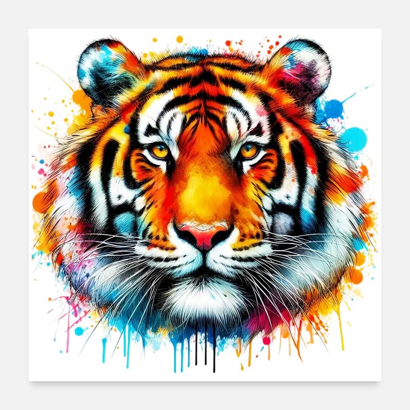 Tiger - Poster 60x60 cm - Weiß