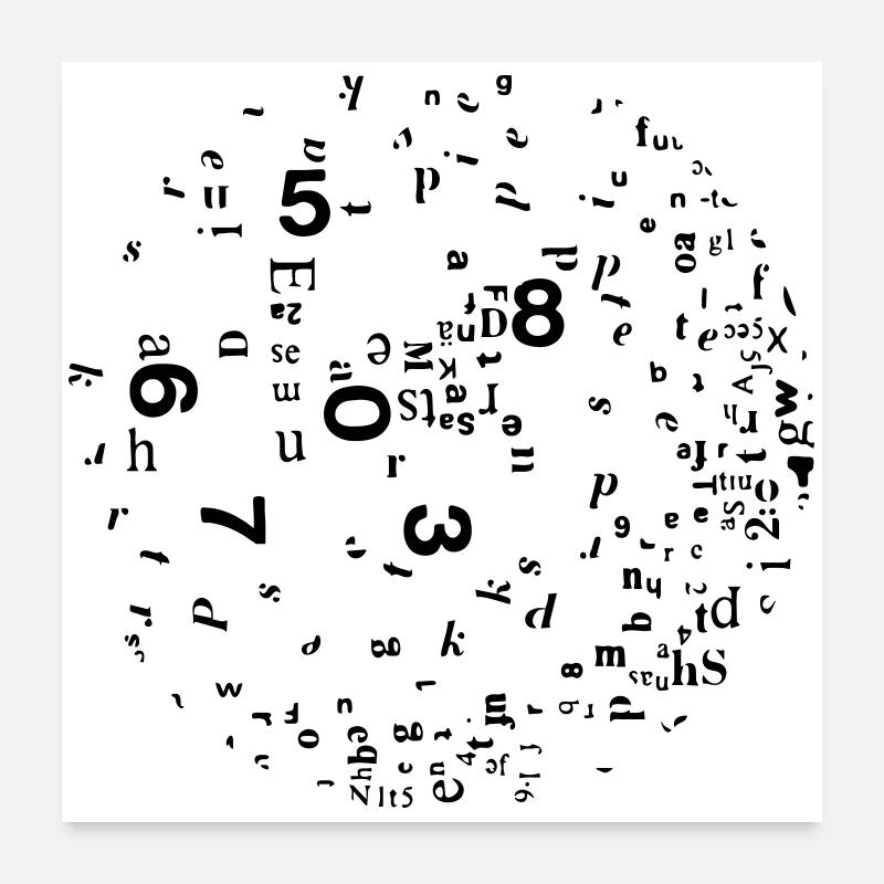 Chiffres et lettres Poster 60 x 60 cm
