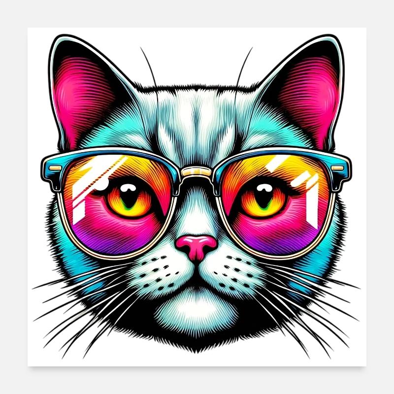 Chat avec des lunettes de soleil Poster 60 x 60 cm