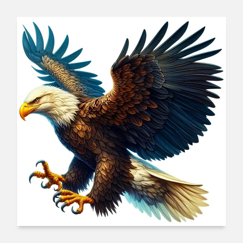 Adler - Poster 60x60 cm - Weiß