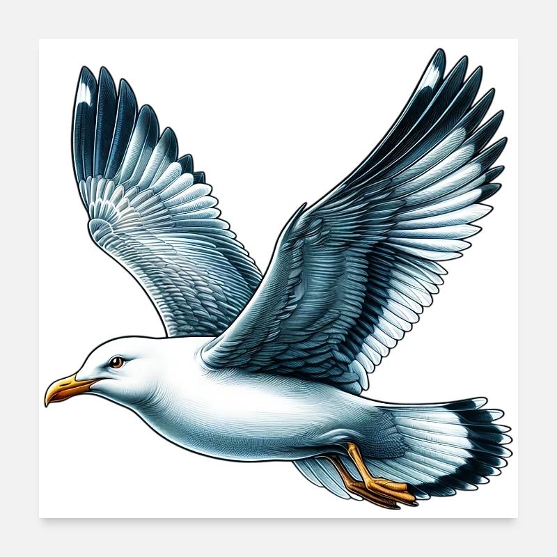 Möwe - Poster 60x60 cm - Weiß