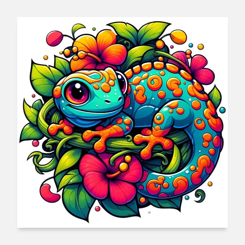 Gecko - Poster 60 x 60 cm - blanc