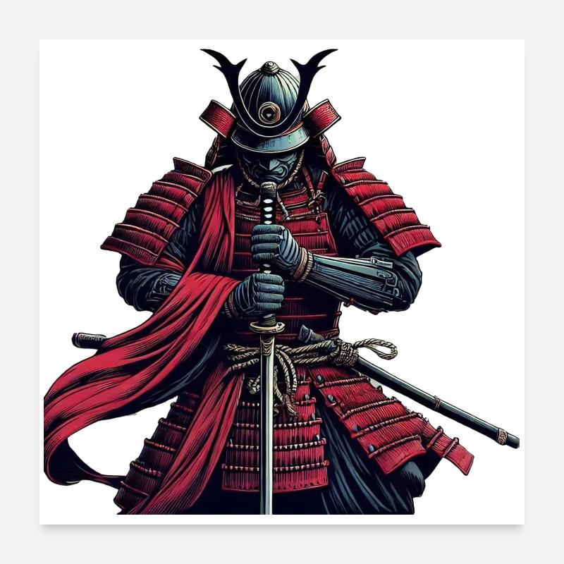 Bushido du guerrier samouraï Poster 60 x 60 cm