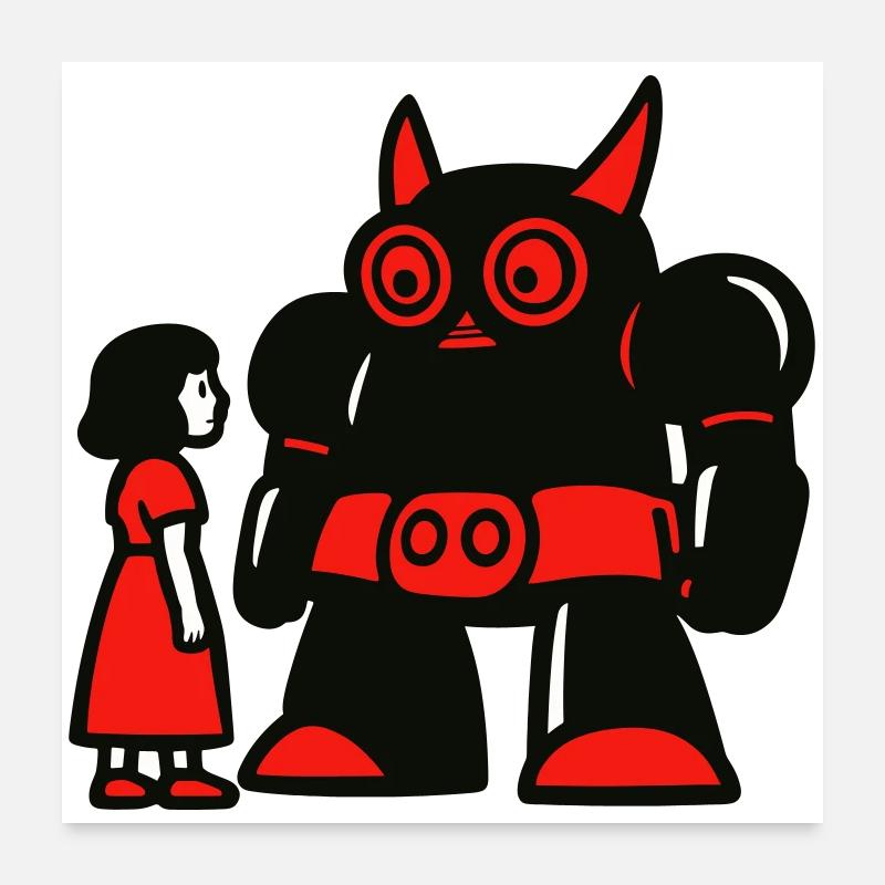 Mädchen und Roboter Poster 60x60 cm