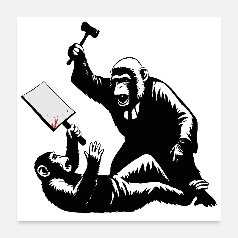 Monkey judge hits protesters Poster 24" x 24" (60x60 cm)