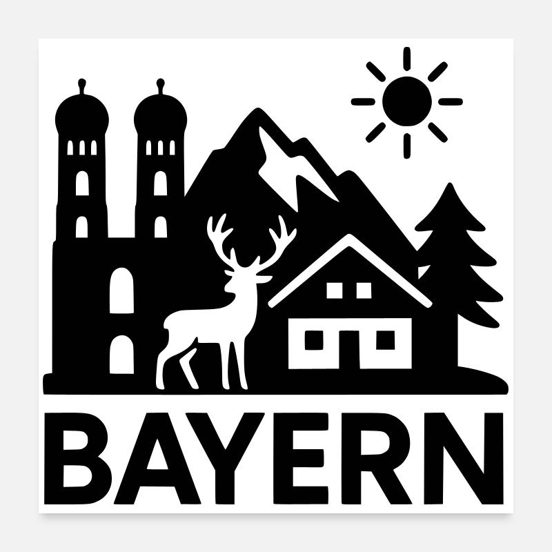 Bavaria Landmark State Poster 24" x 24" (60x60 cm)