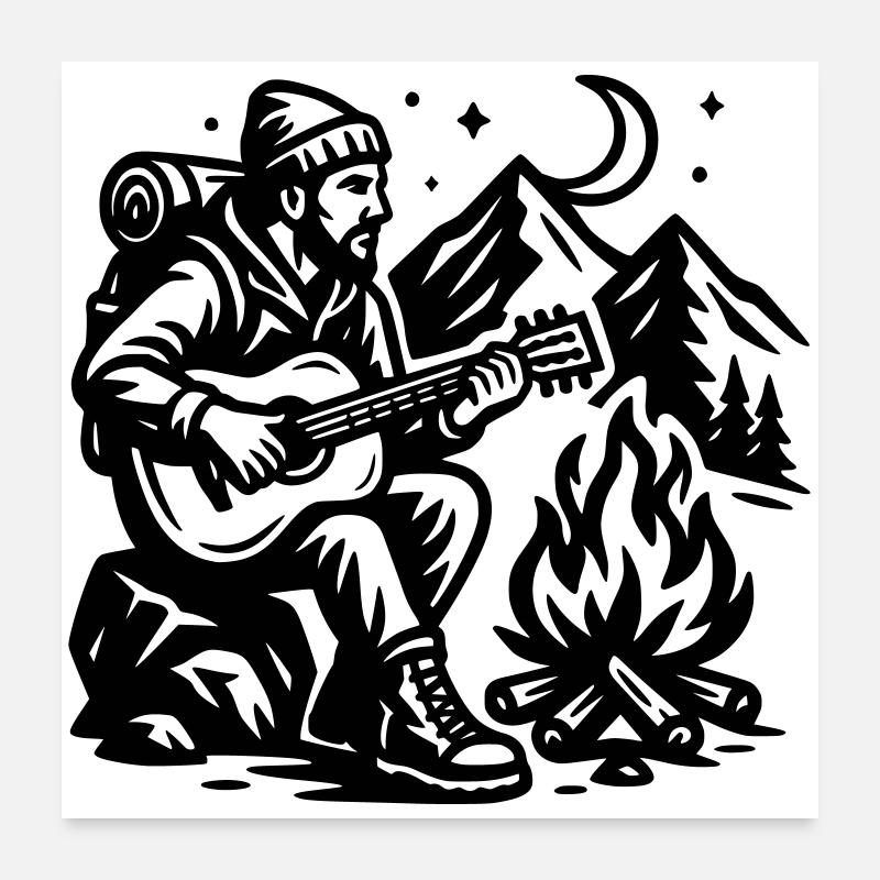 Feu de camp Poster 60 x 60 cm