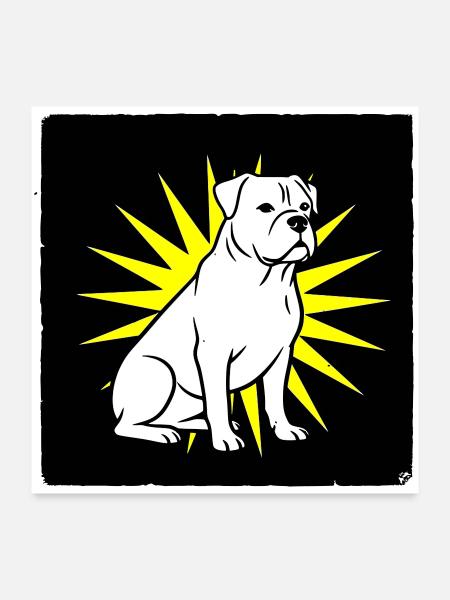 Cool Dog dans le style Punk Rock & Pop Art - Poster 60 x 60 cm - blanc - Devant