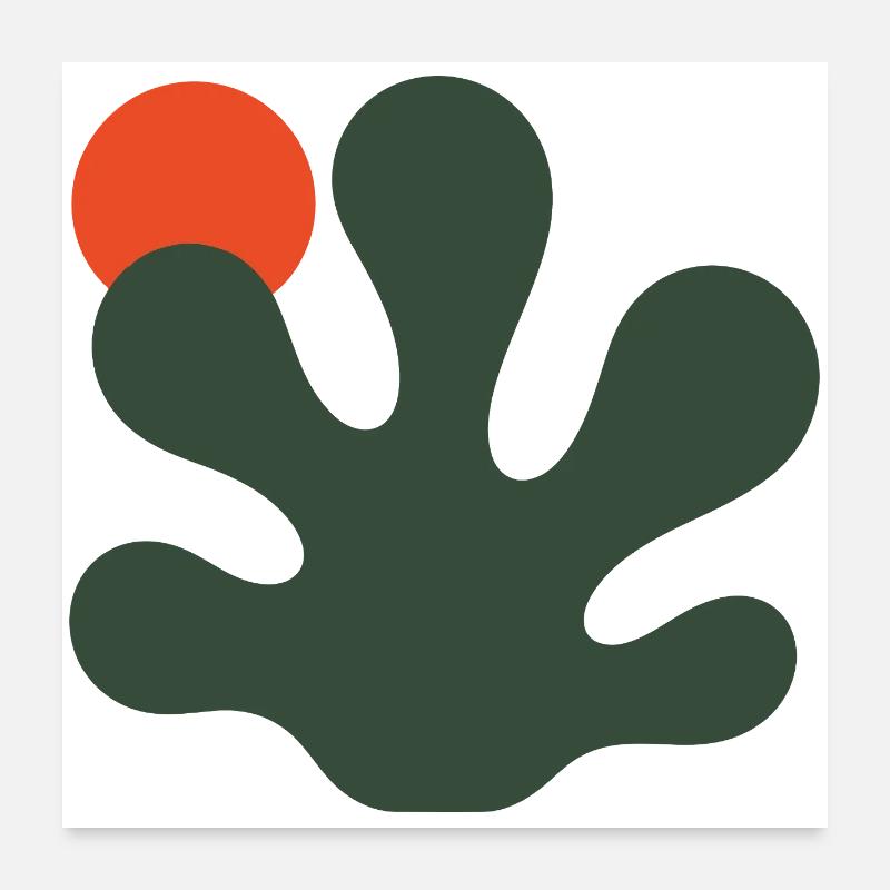 Éclaboussure vert abstraite avec accent orange Poster 60 x 60 cm