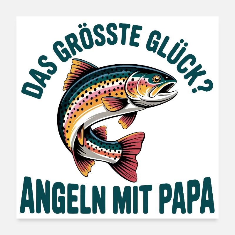 Angeln mit Papa Poster 60x60 cm