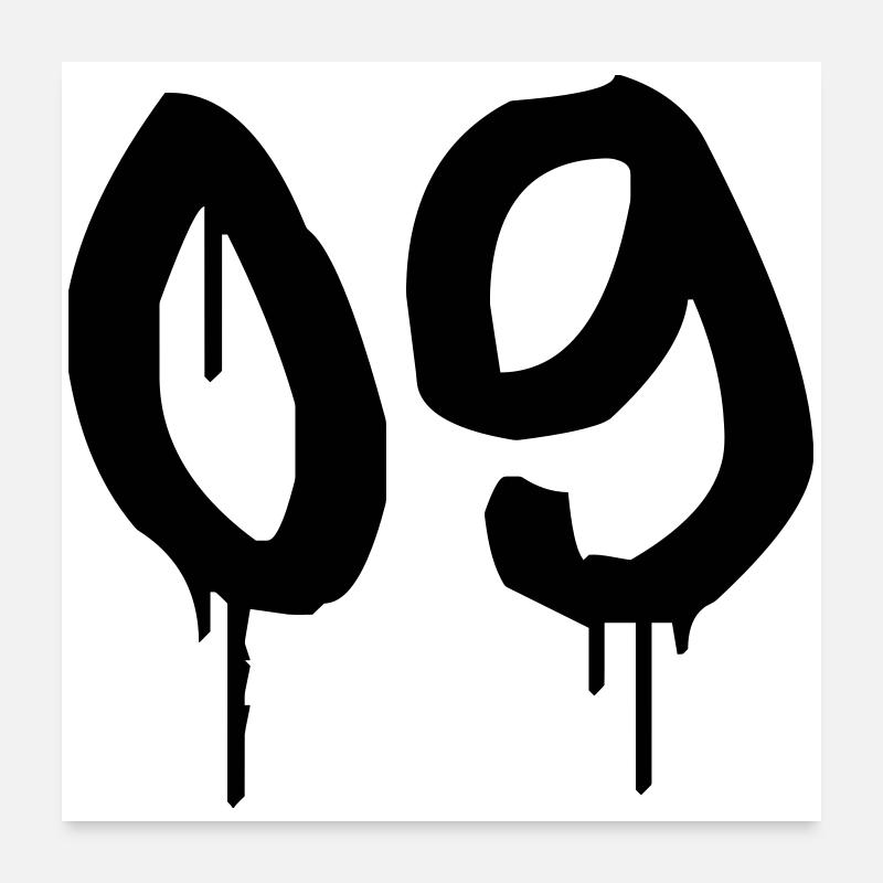 Nombre 09 Style Graffiti Urbain Poster 60 x 60 cm