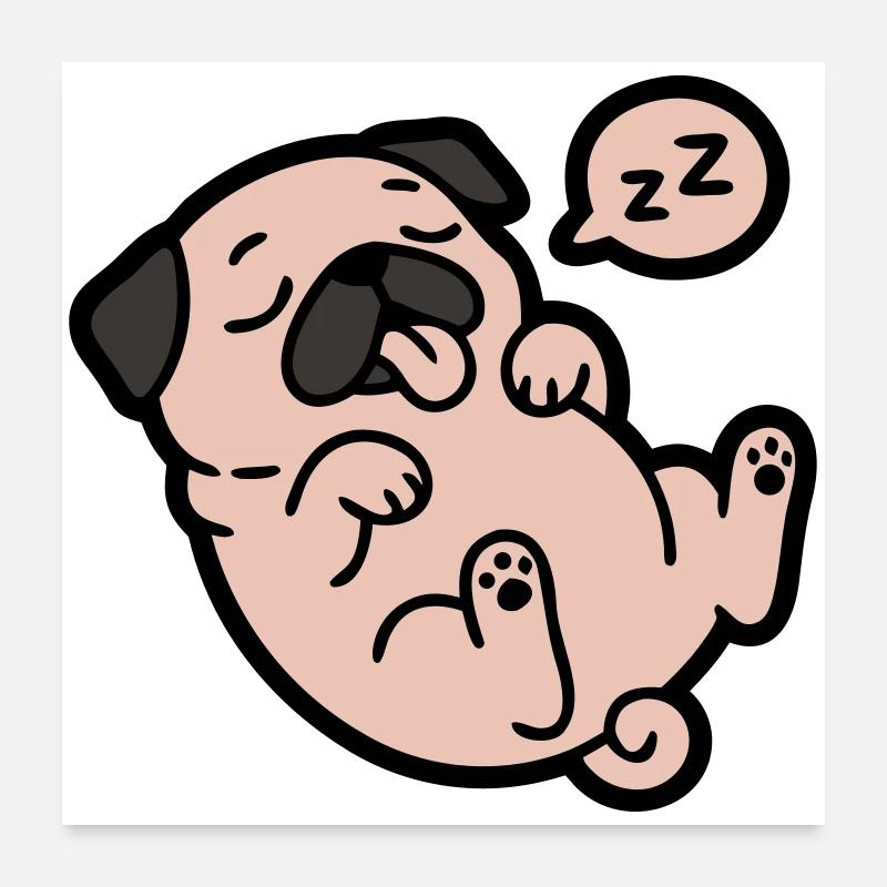 Sleeping Pug Dog Loafer Poster 24" x 24" (60x60 cm)