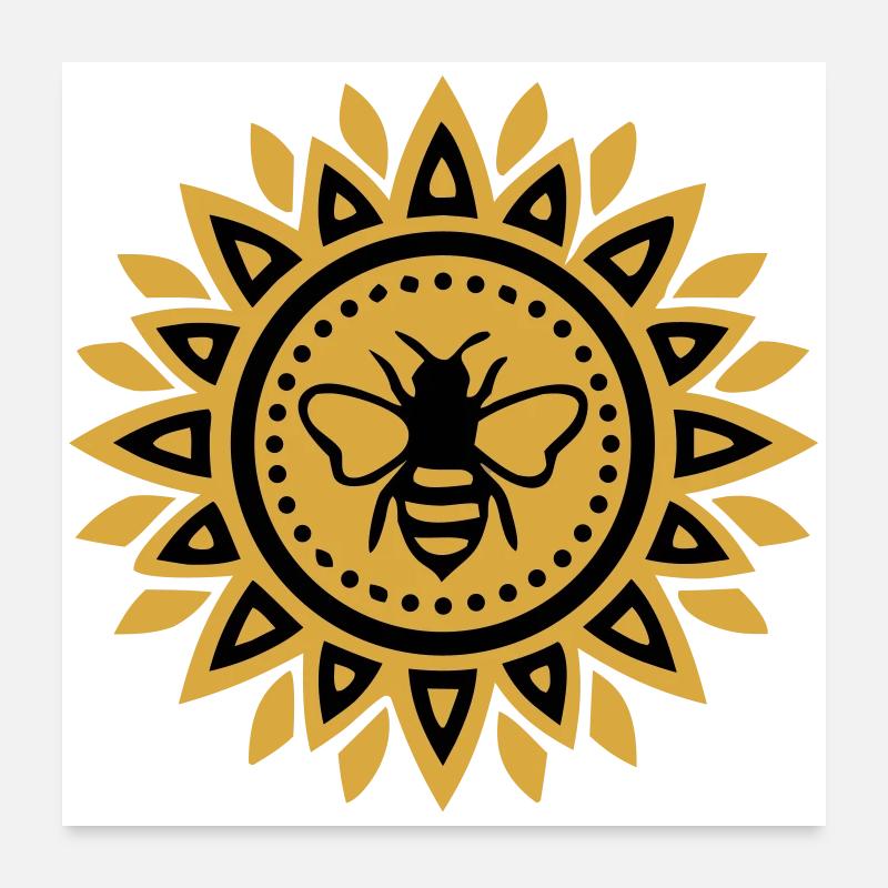 Mandala Biene Boho Yoga Imkerei Bienen Poster 60x60 cm