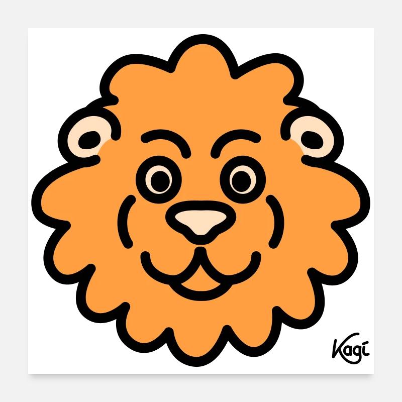 Lion Grand - Poster 60 x 60 cm - blanc