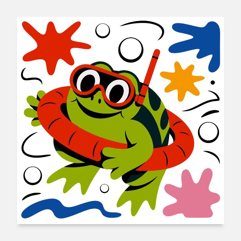 Frog with diving goggles Poster 24" x 24" (60x60 cm)