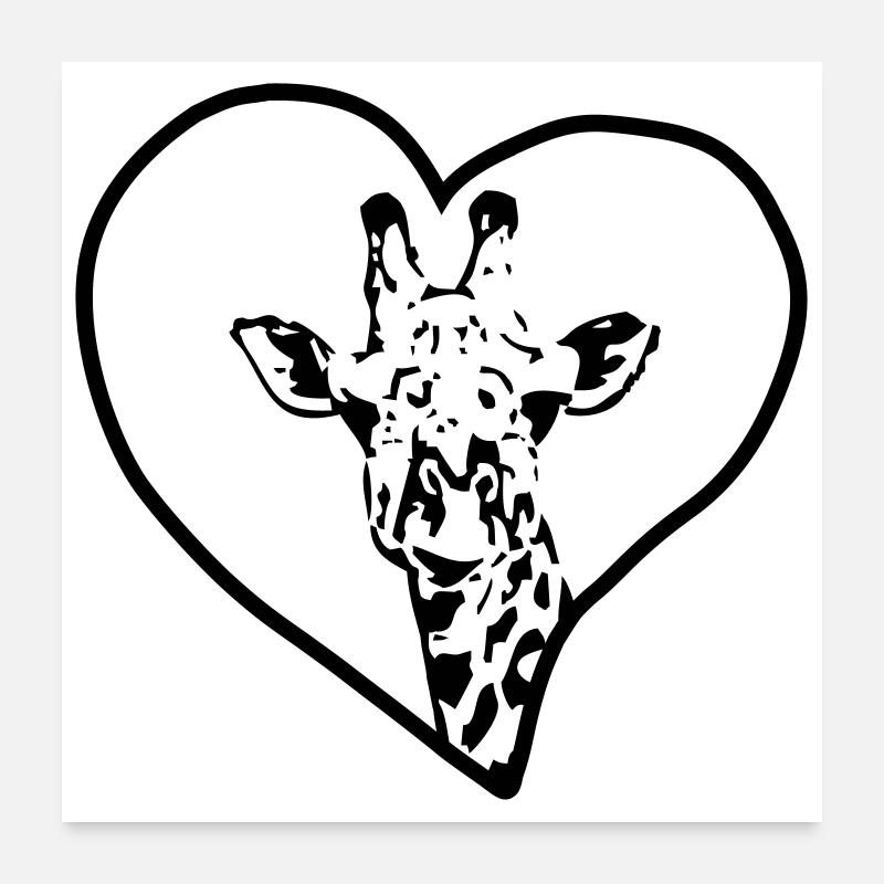 Giraffe herz Poster 60x60 cm