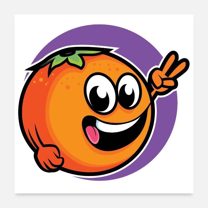 Lustige Orange - Poster 60x60 cm - Weiß