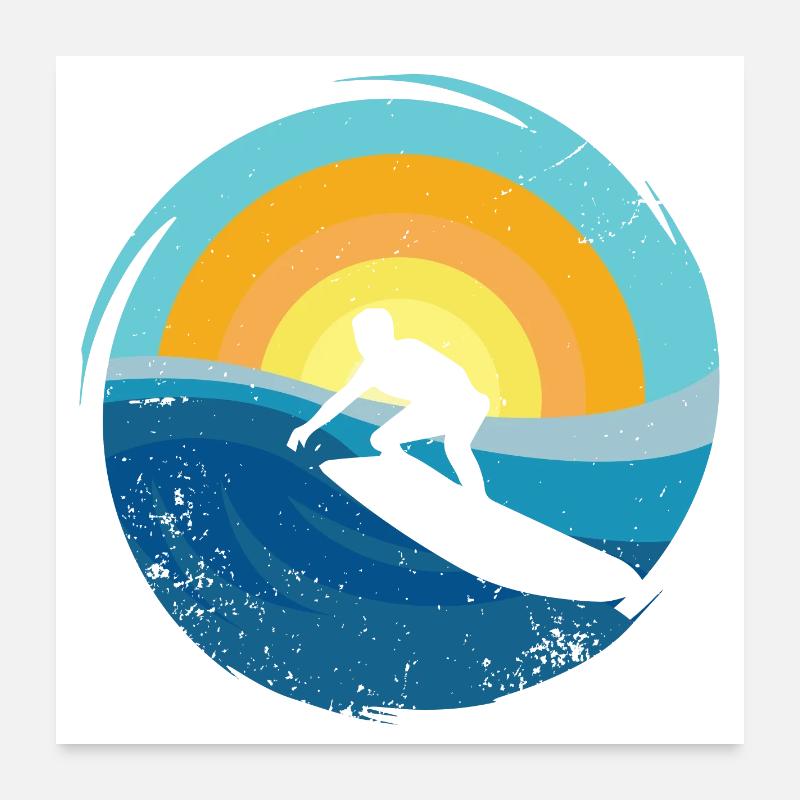 Surfeur - Planche de surf Poster 60 x 60 cm