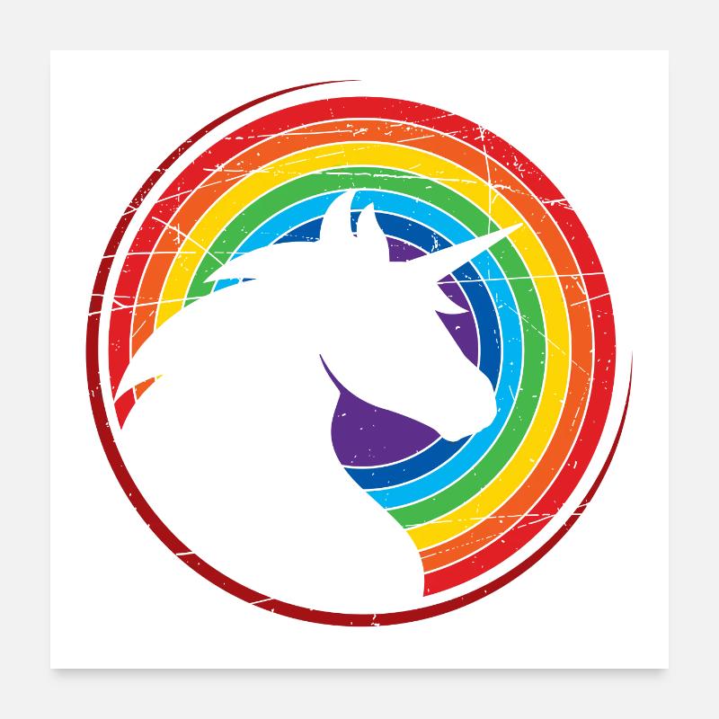 Einhorn - Bunt - Regenbogen Poster 60x60 cm