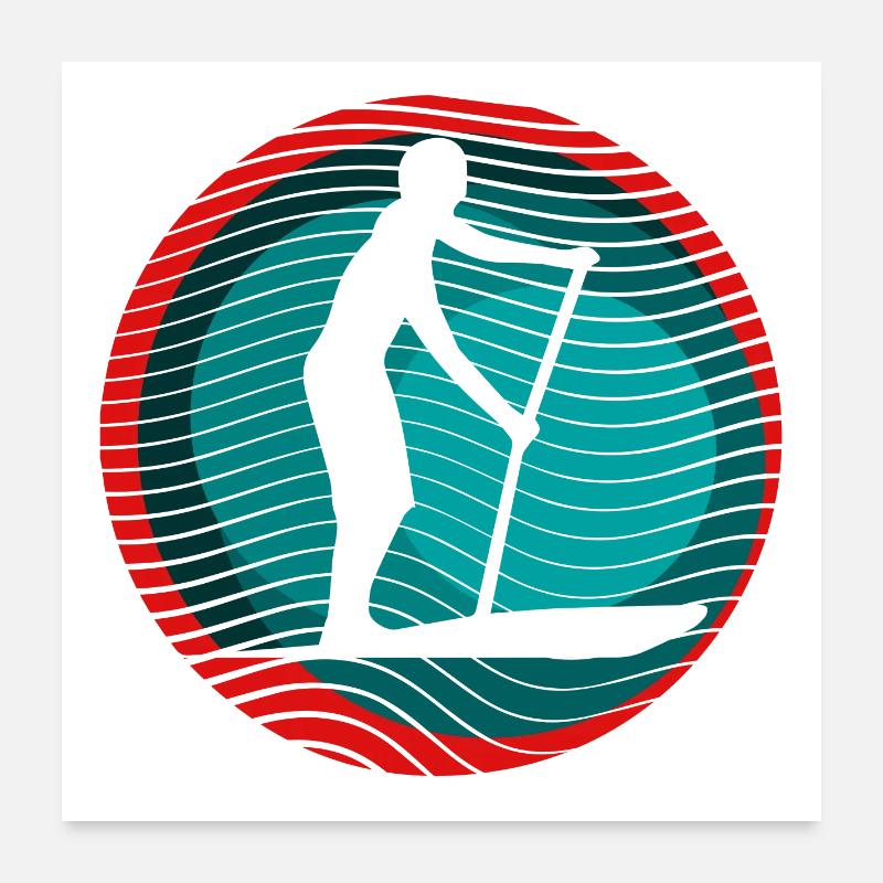 SUP Surfer - Poster 60x60 cm - Weiß