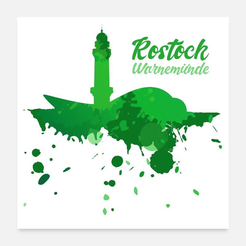 Rostock Warnemünde - Poster 60x60 cm - Weiß