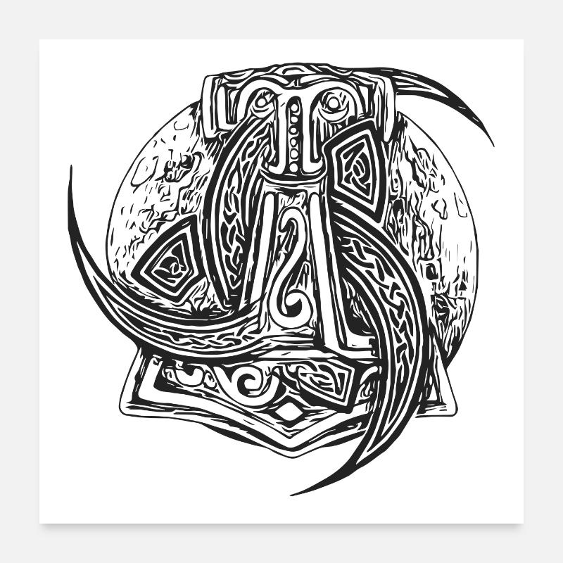 Thorhammer Compass Moon Poster 24" x 24" (60x60 cm)